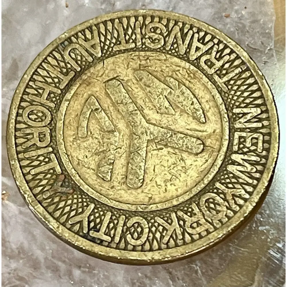 NYC Transit Authority Subway Token Good For One Fare 1970s Brass Vintage